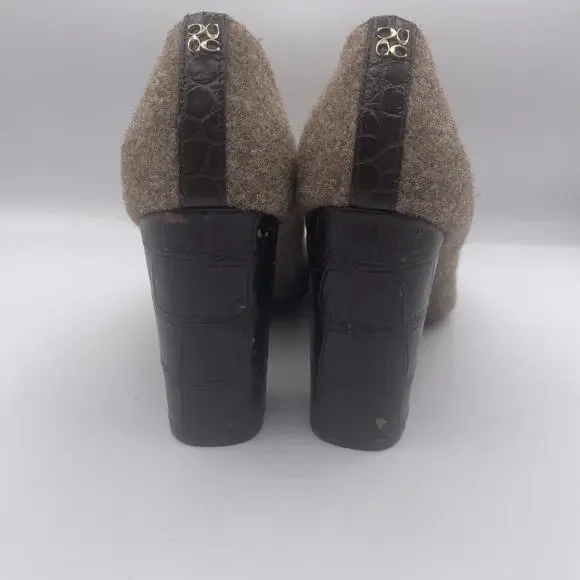 Coach Ophelia Heels Pumps Croco Gray Brown Fabric Womens 10 - Picture 4 of 9
